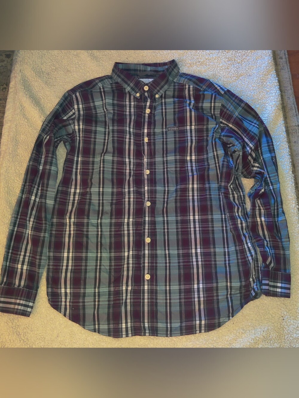 Columbia Long Sleeve Plaid Button Down Shirt Size Large